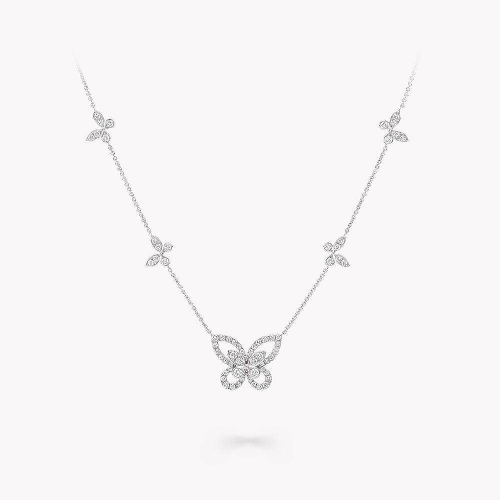 Graff Multi Butterfly Silhouette Silver Cubic Zirconia Necklace