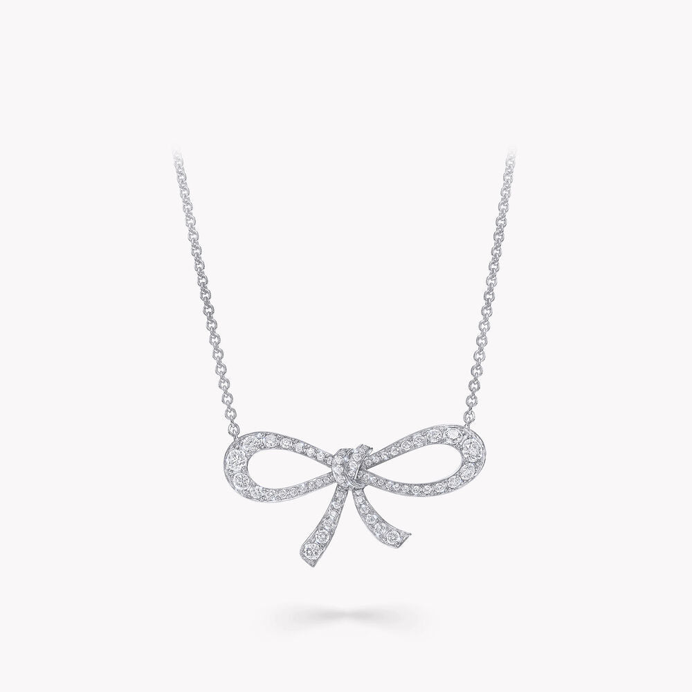 Graff Tilda Bow Mini Silver Cubic Zirconia Necklace