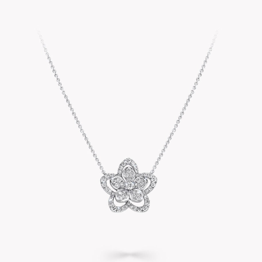 Graff Wild Flower Silver Cubic Zirconia Necklace