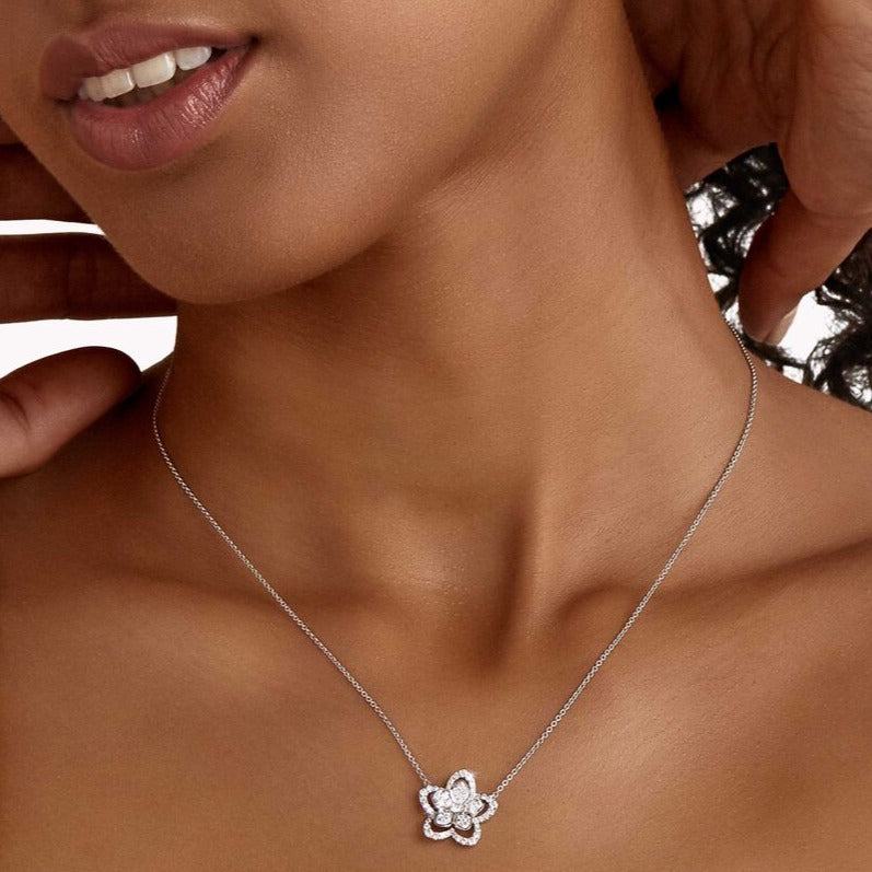 Graff Wild Flower Silver Cubic Zirconia Necklace