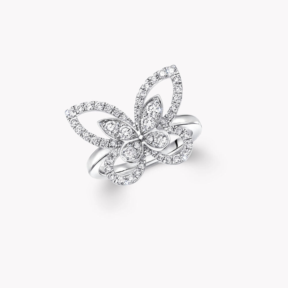 Graff Butterfly Silhouette Silver Cubic Zirconia Ring