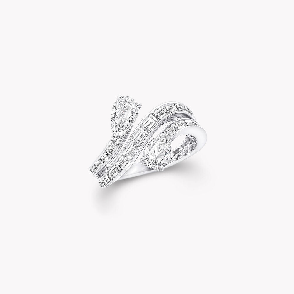 Graff Duet Triple Row Silver Cubic Zirconia Ring