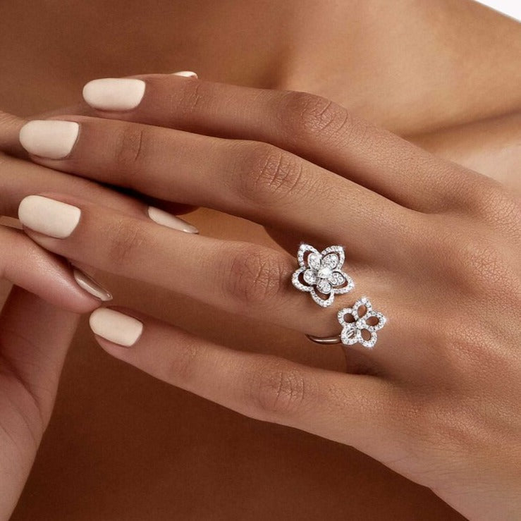 Graff Wild Flower Double Silver Cubic Zirconia Ring