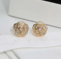 Chanel Bouton Camelia Cubic Zirconia Stud Earrings