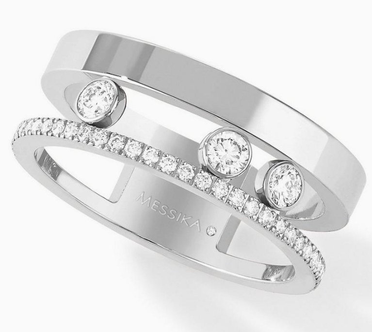 Messika Move Romane Pink Gold and Silver Cubic Zirconia Ring