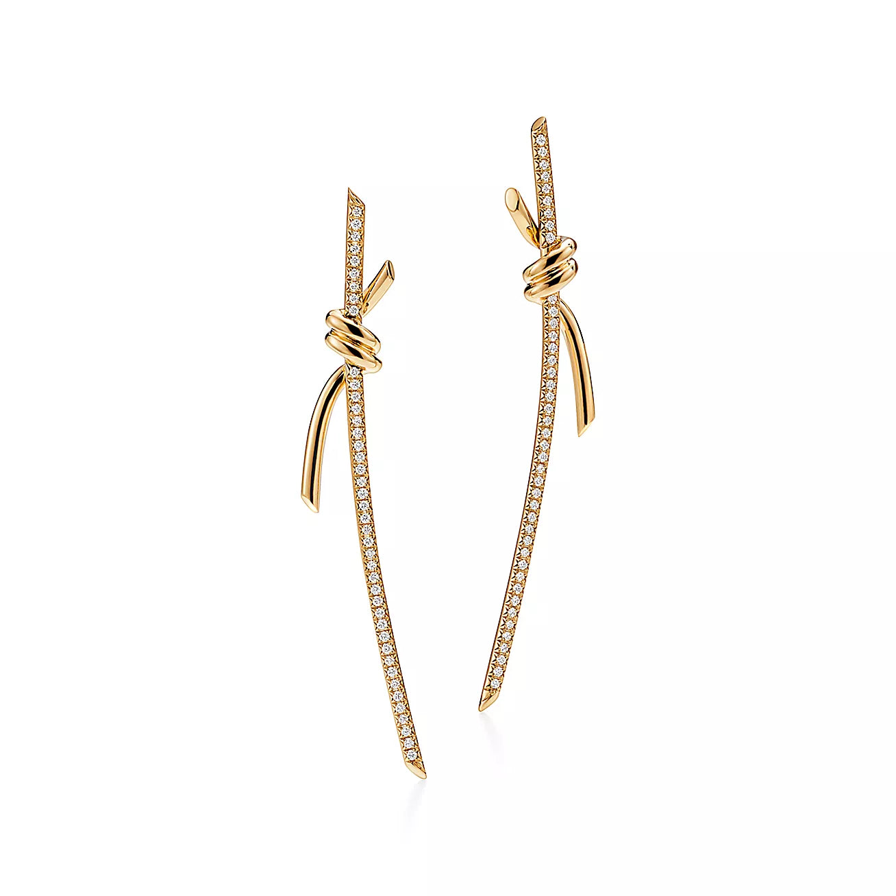 Tiffany Knot Drop Earrings in Yellow Gold with Cubic Zirconia