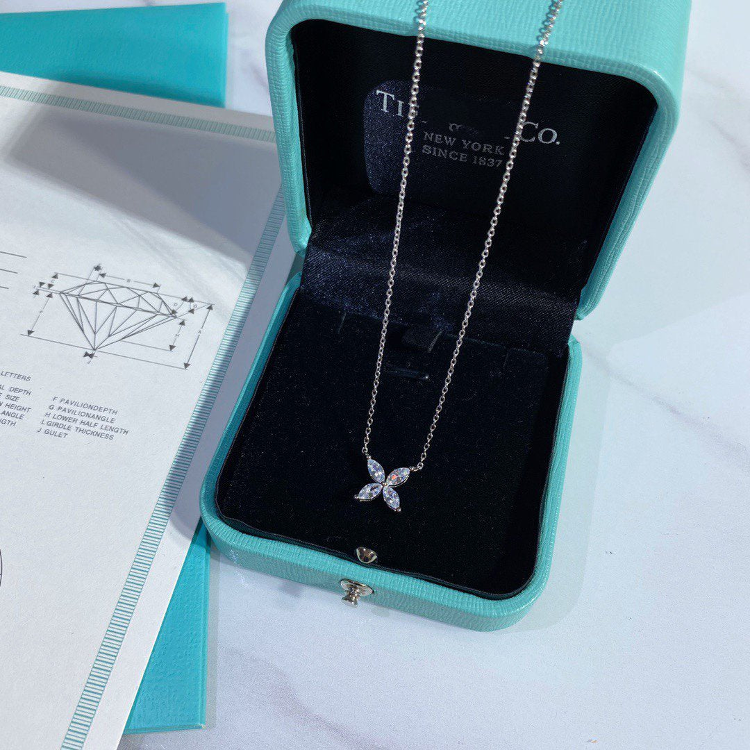Tiffany Platinum and Cubic Zirconia Victoria Pendant Necklace