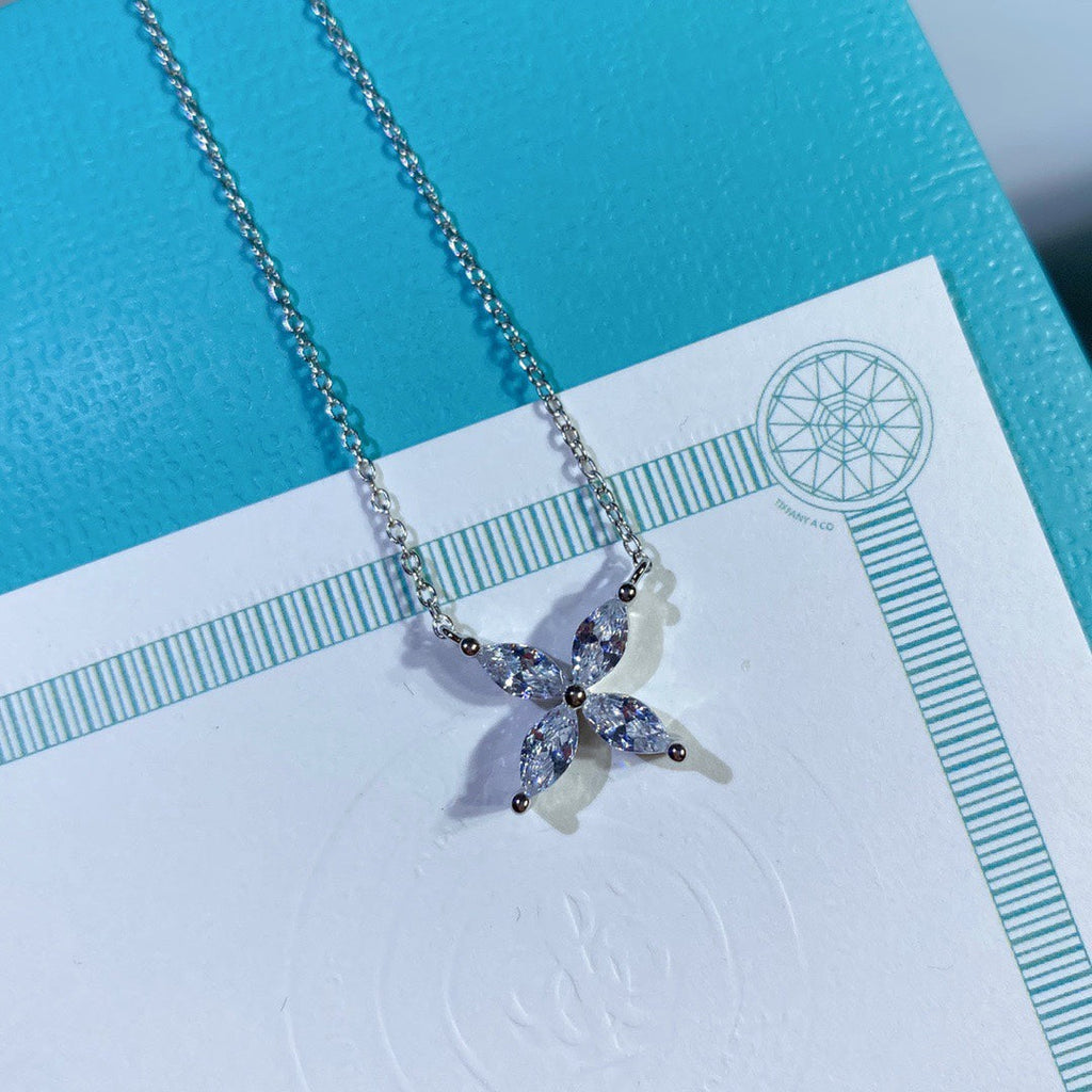 Tiffany Platinum and Cubic Zirconia Victoria Pendant Necklace