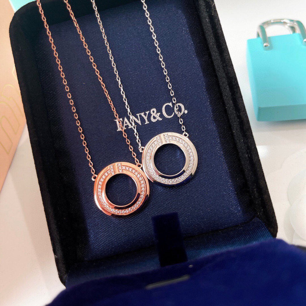 Tiffany Cubic Zirconia and Mother of Pearl Circle Pendant
