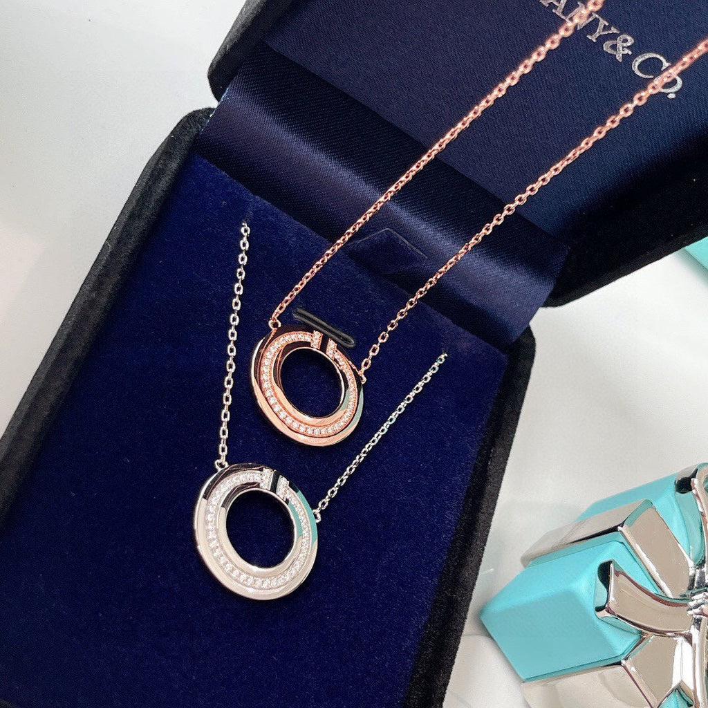 Tiffany Cubic Zirconia and Mother of Pearl Circle Pendant