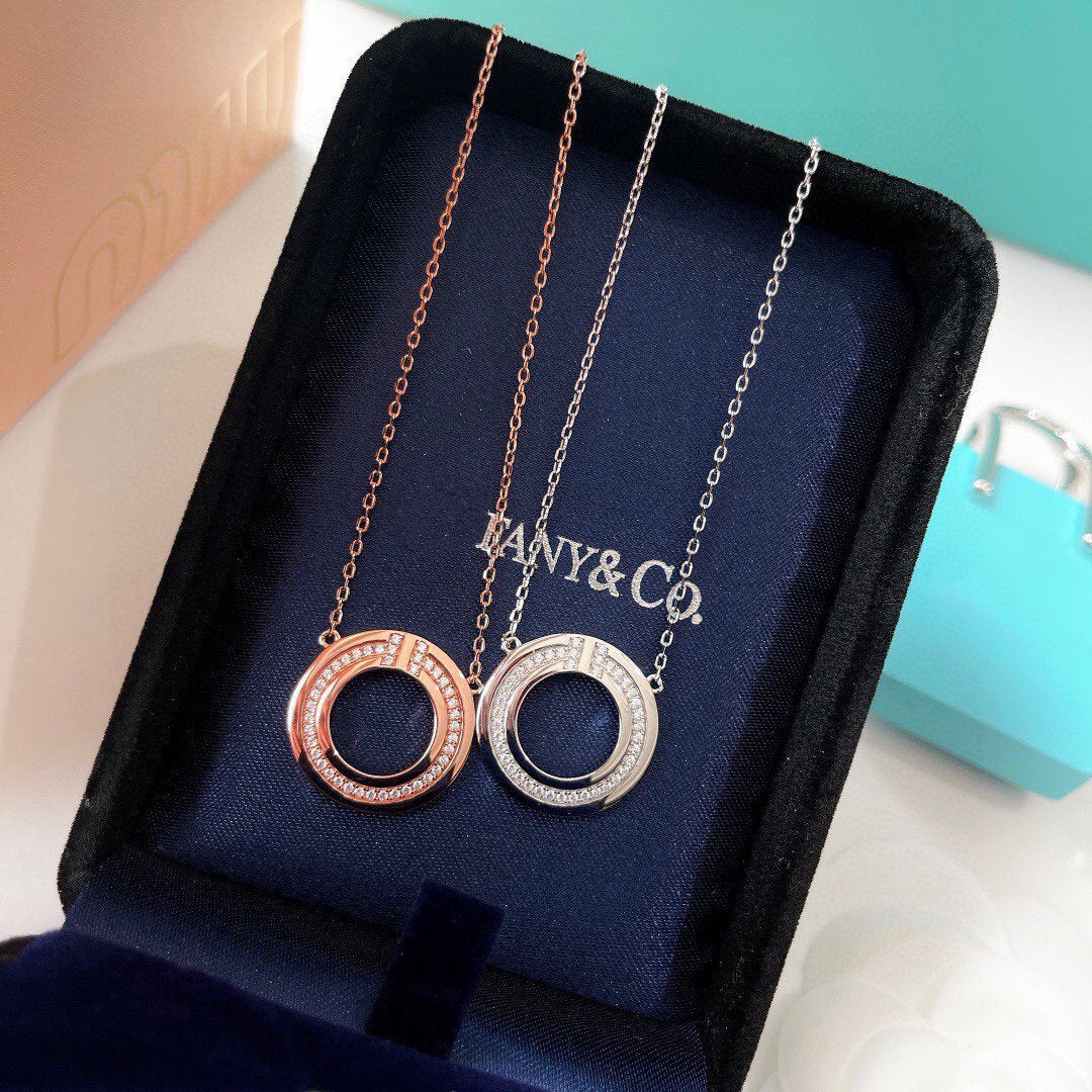Tiffany Cubic Zirconia and Mother of Pearl Circle Pendant