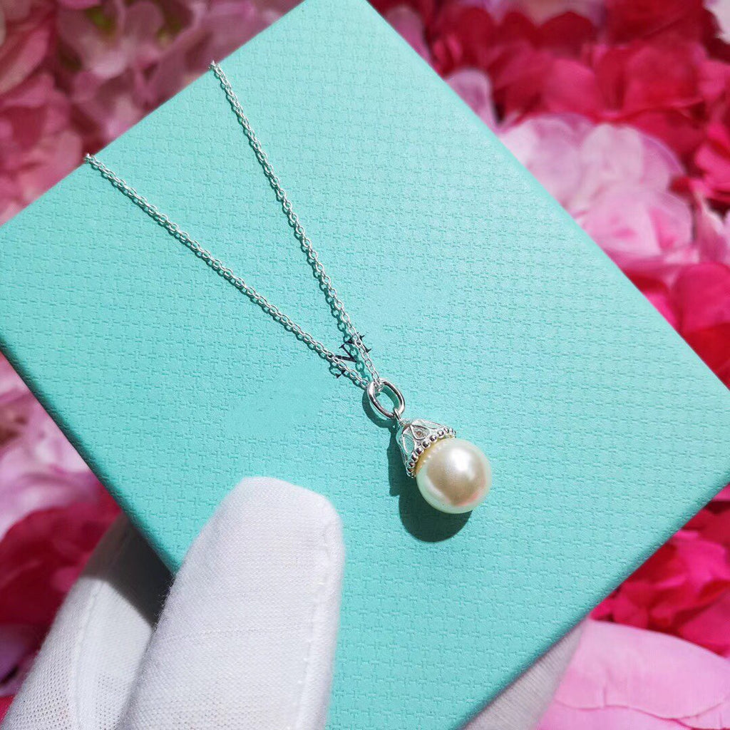 Tiffany Pearl Pendant Gatsby Ziegfeld Pearl Silver Necklace