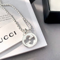 Gucci Interlocking Necklace G Pendant Sterling Silver