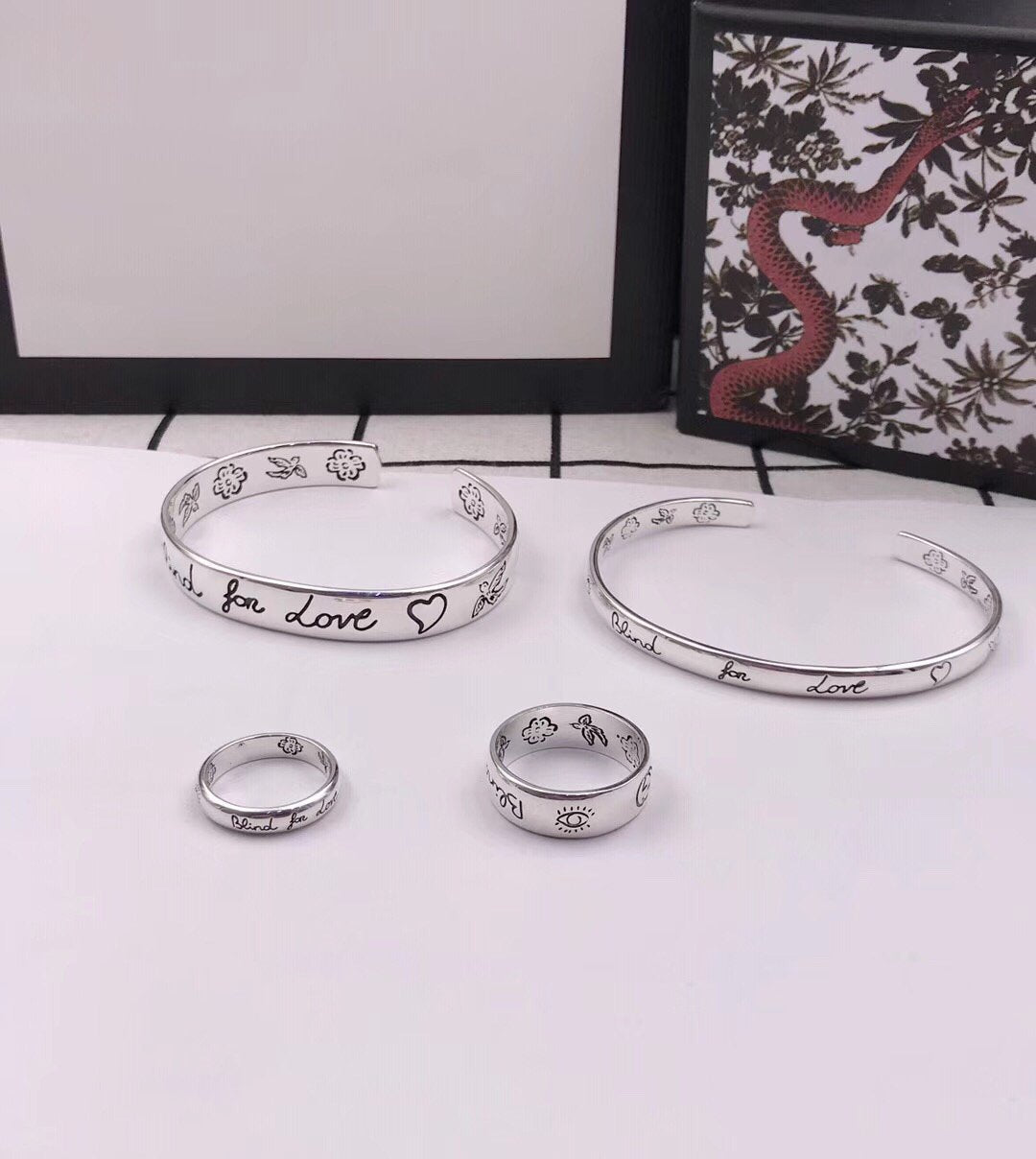 Gucci GG Silver 'Blind for Love' Bracelet