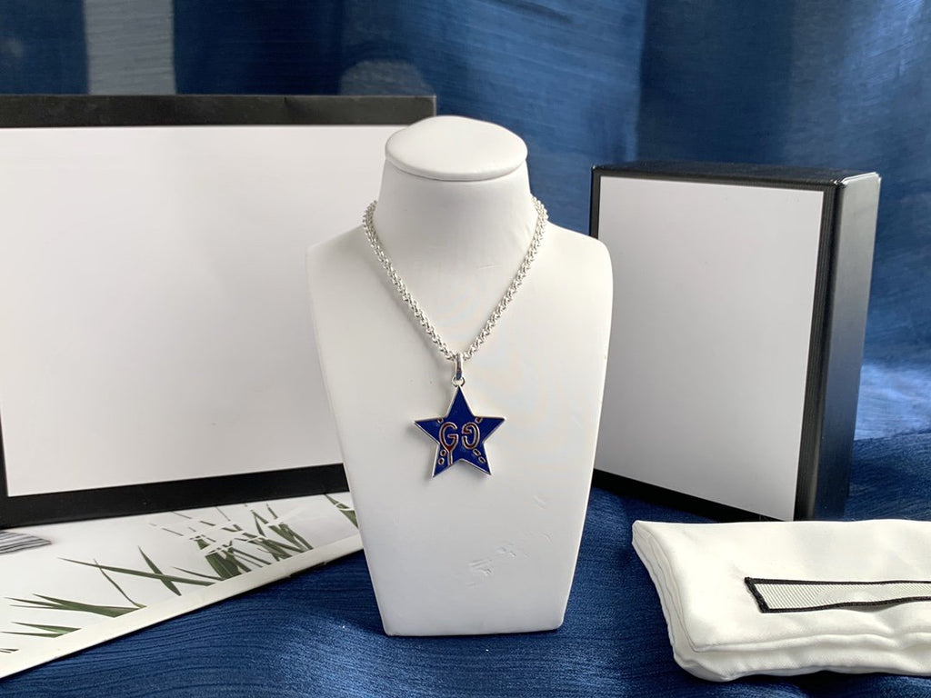 Gucci Ghost GG Star Pendant in Midnight Blue