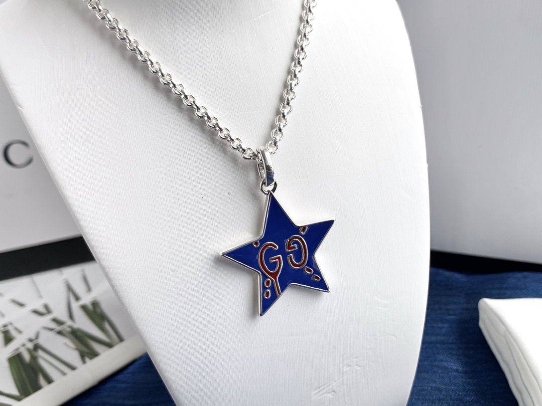 Gucci Ghost GG Star Pendant in Midnight Blue