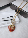 Gucci GG Red Cubic Zirconia Strawberry Necklace