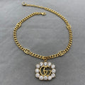 Gucci GG Double G Crystal Necklace
