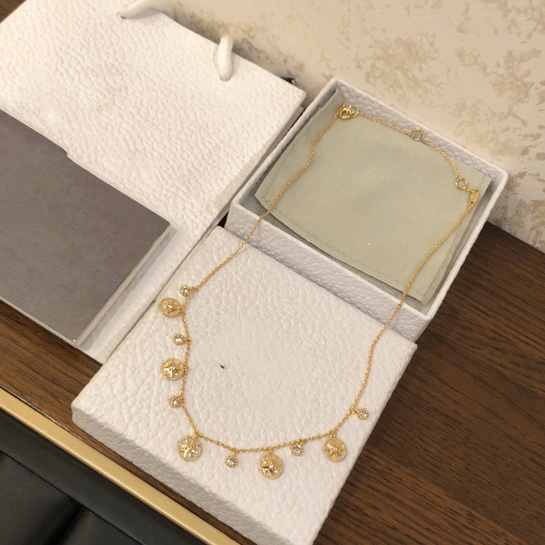 Dior Rose Des Vents Necklace Yellow Gold, Cubic Zirconia and Mother of Pearl