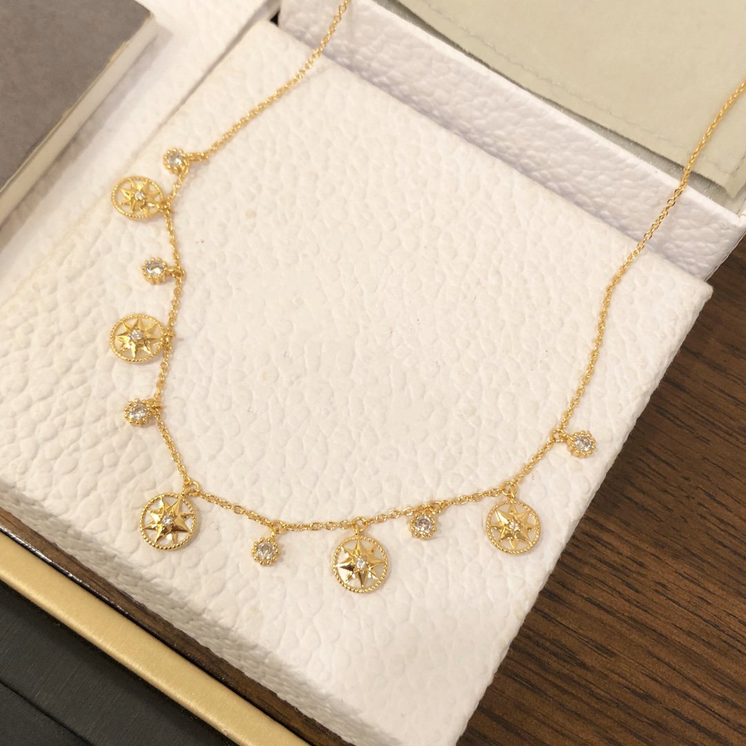 Dior Rose Des Vents Necklace Yellow Gold, Cubic Zirconia and Mother of Pearl