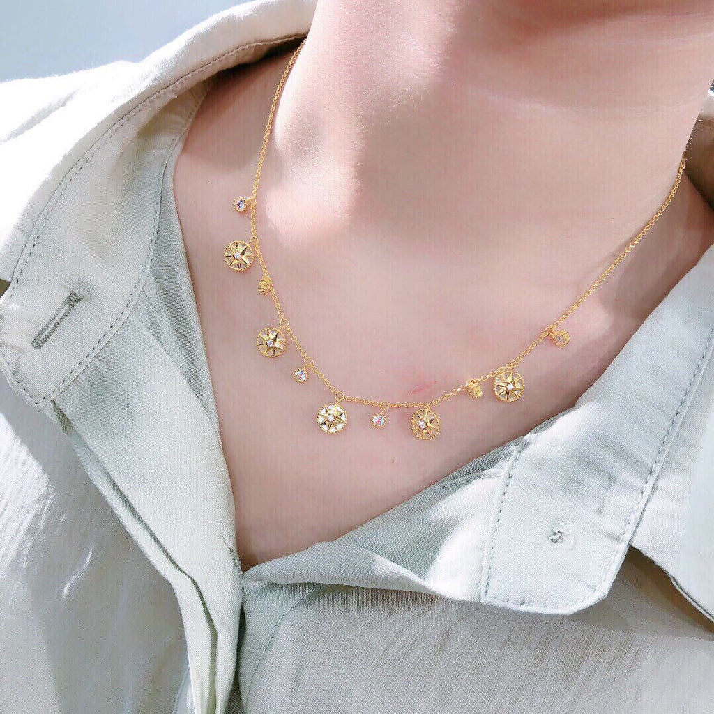 Dior Rose Des Vents Necklace Yellow Gold, Cubic Zirconia and Mother of Pearl