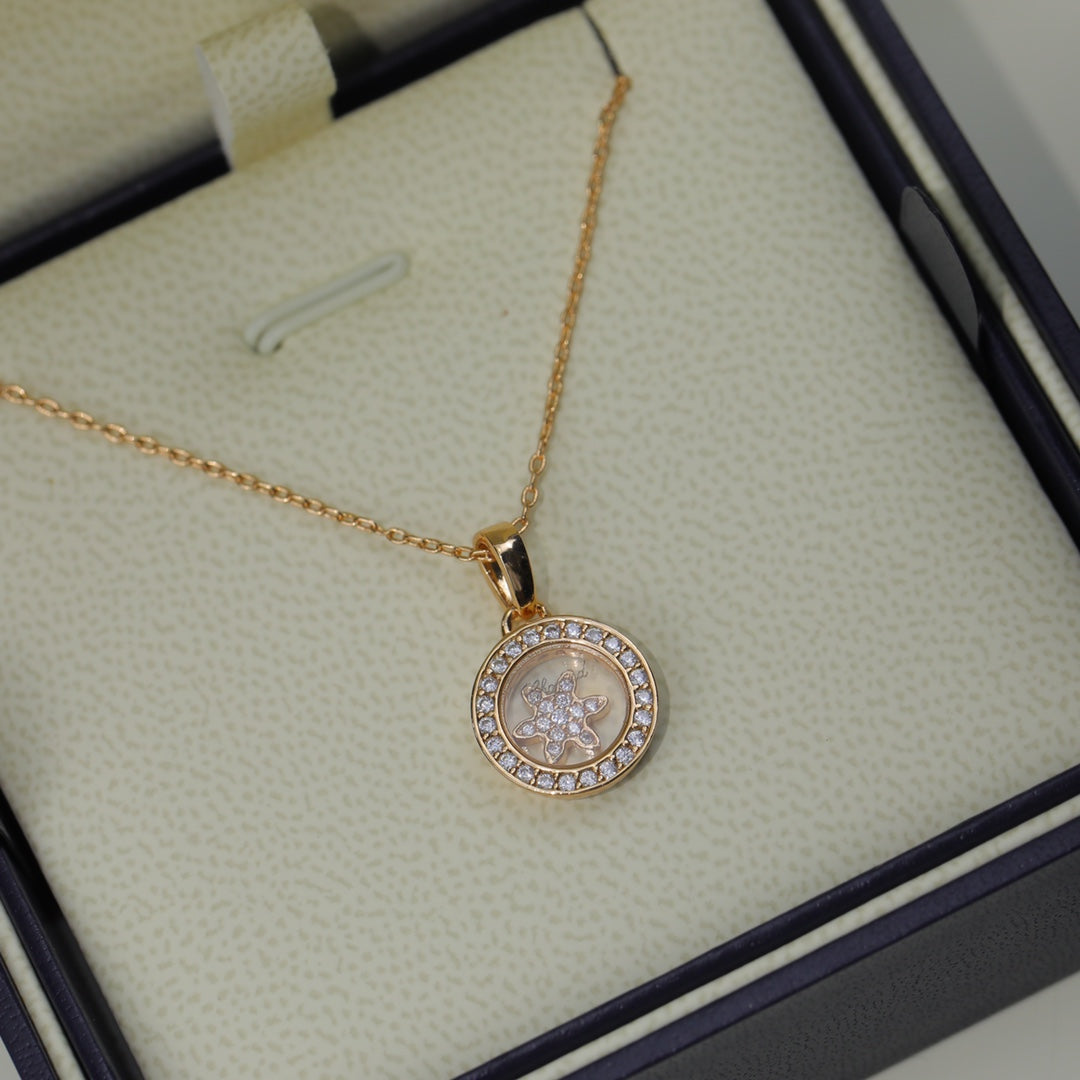 Chopard Happy Heart Pendant Cubic Zirconia Pink Gold Necklace
