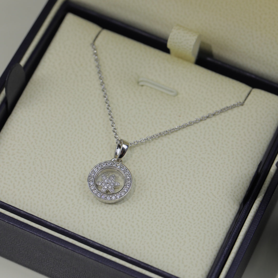 Chopard Happy Heart Pendant Cubic Zirconia Silver Necklace