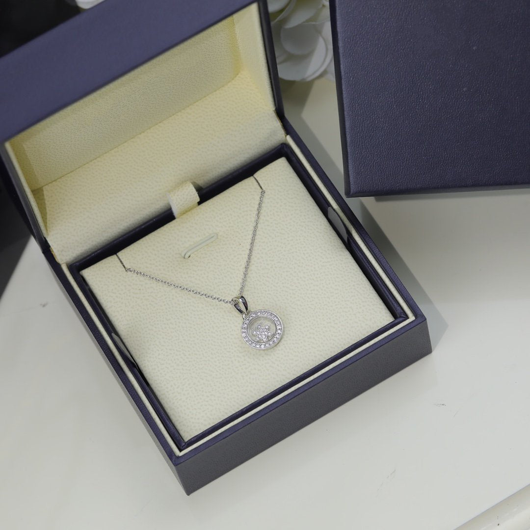 Chopard Happy Heart Pendant Cubic Zirconia Silver Necklace
