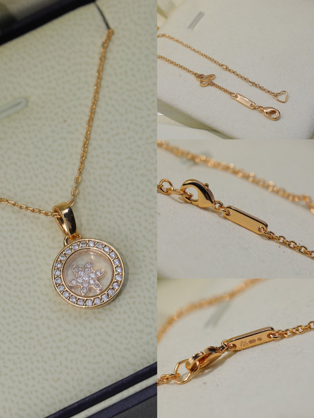 Chopard Happy Heart Pendant Cubic Zirconia Pink Gold Necklace