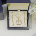 Chopard Happy Heart Necklace Triple Ring Pink Gold 1 Cubic Zirconia
