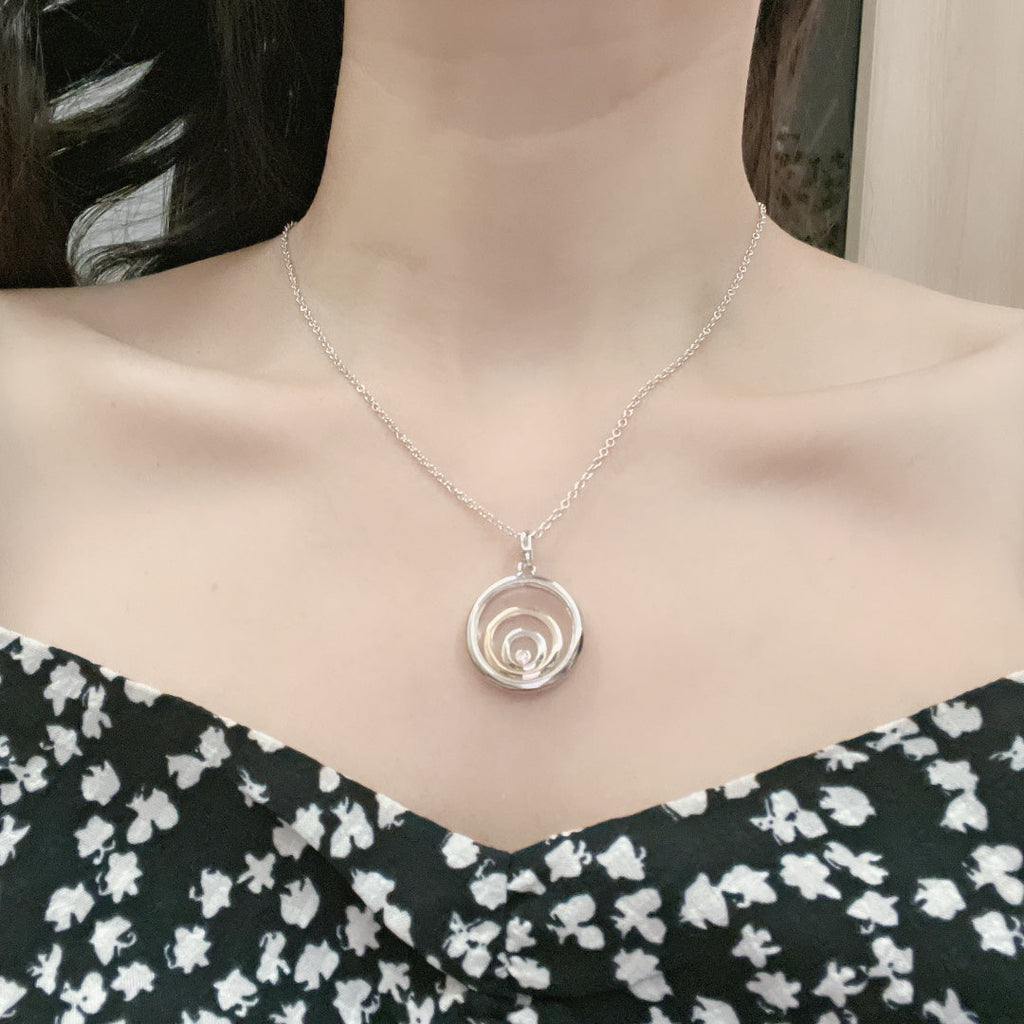 Chopard Happy Heart Necklace Triple Ring Silver 1 Cubic Zirconia