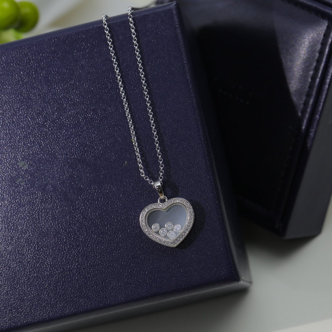 Chopard Happy Heart White MOP Necklace Silver Cubic Zirconia - 55231