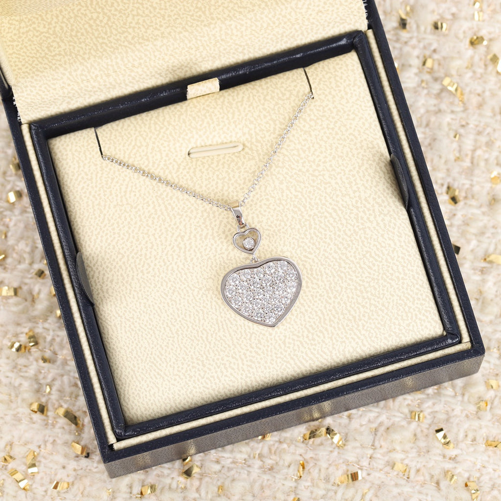 Chopard Happy Heart Necklace Silver Full Cubic Zirconia