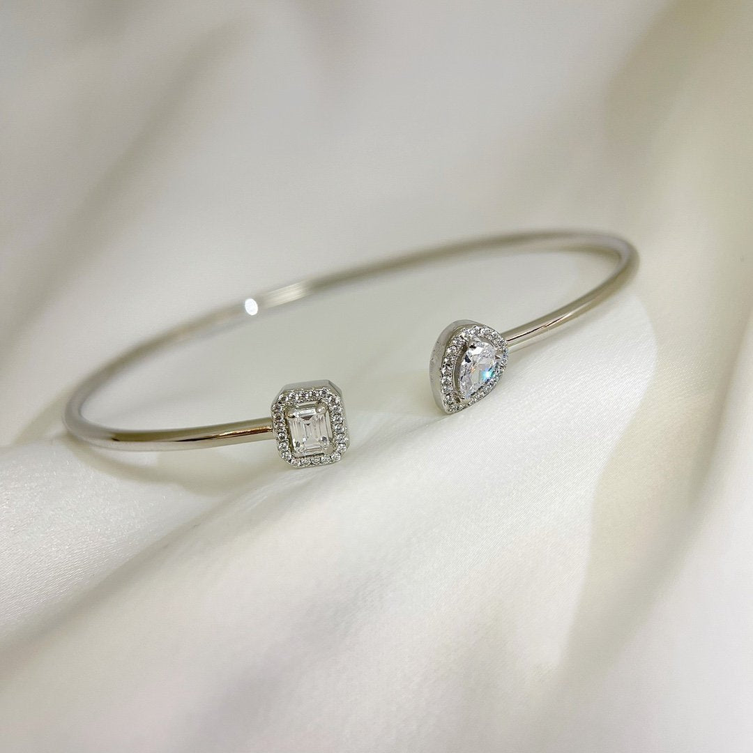 Messika Jonc Flex My Twin Toi & Moi Silver Cubic Zirconia Bracelet