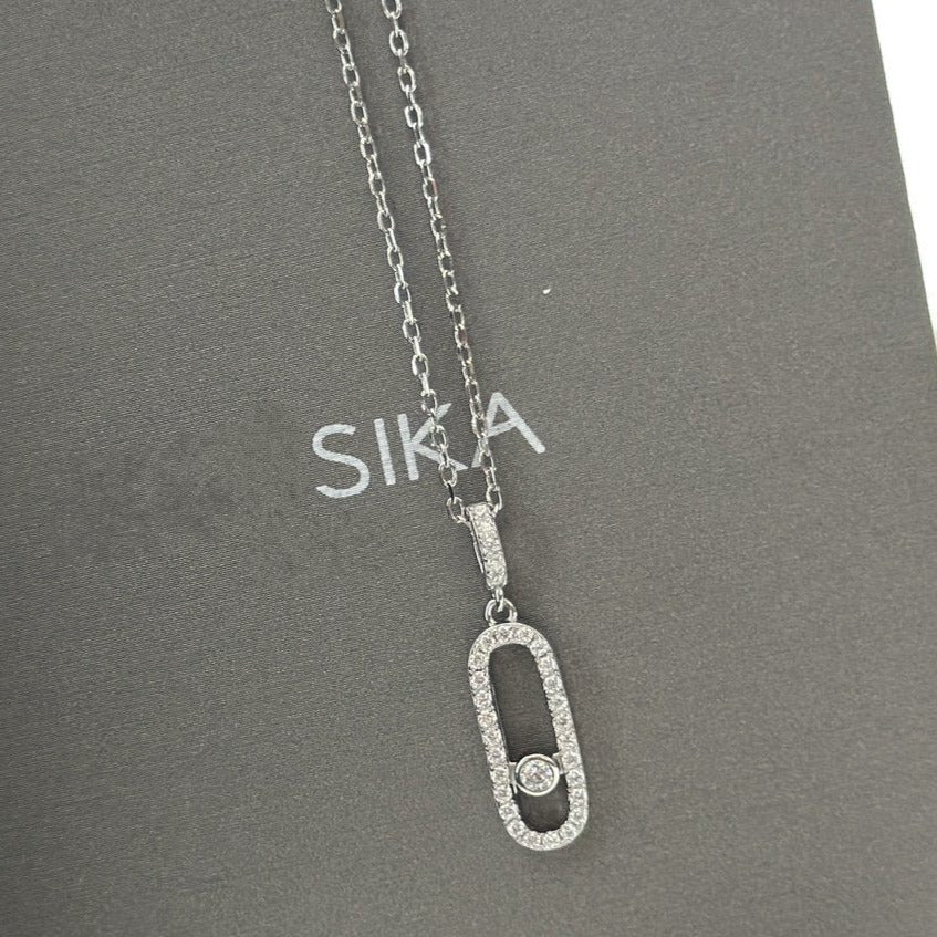 Messika Move Uno Lm Silver Cubic Zirconia Paved Necklace