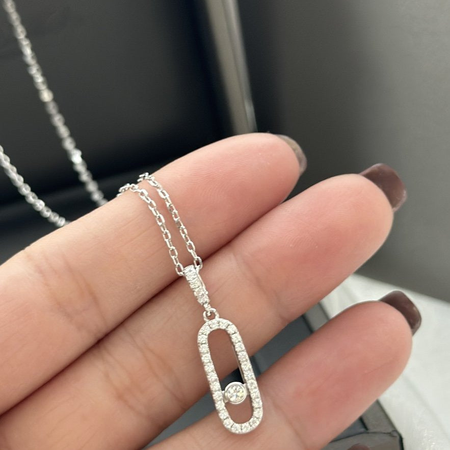 Messika Move Uno Lm Silver Cubic Zirconia Paved Necklace