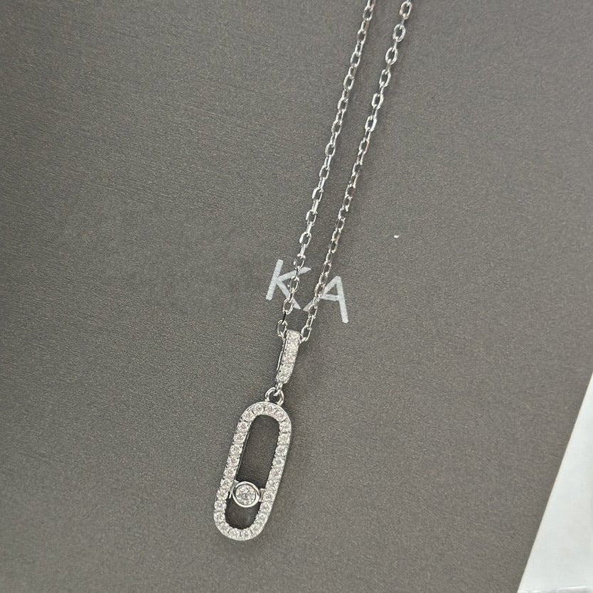 Messika Move Uno Lm Silver Cubic Zirconia Paved Necklace