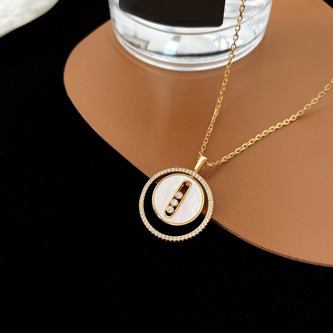 Messika Lucky Move Mm Nacre Blanche Cubic Zirconia Necklace