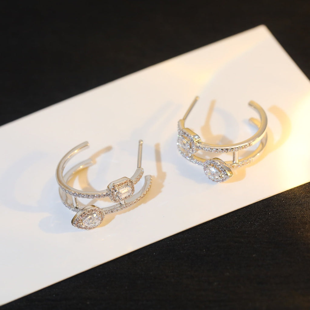Messika Creoles My Twin 2 Rangs Silver Cubic Zirconia Earrings
