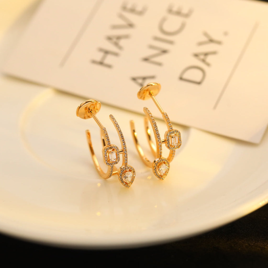 Messika Creoles My Twin 2 Rangs Silver Cubic Zirconia Earrings