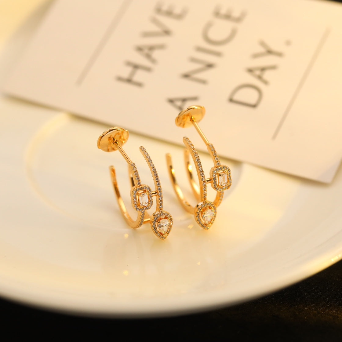 Messika Creoles My Twin 2 Rangs Silver Cubic Zirconia Earrings