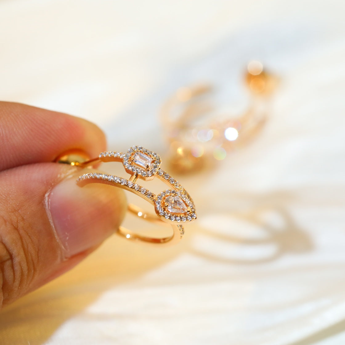 Messika Creoles My Twin 2 Rangs Silver Cubic Zirconia Earrings