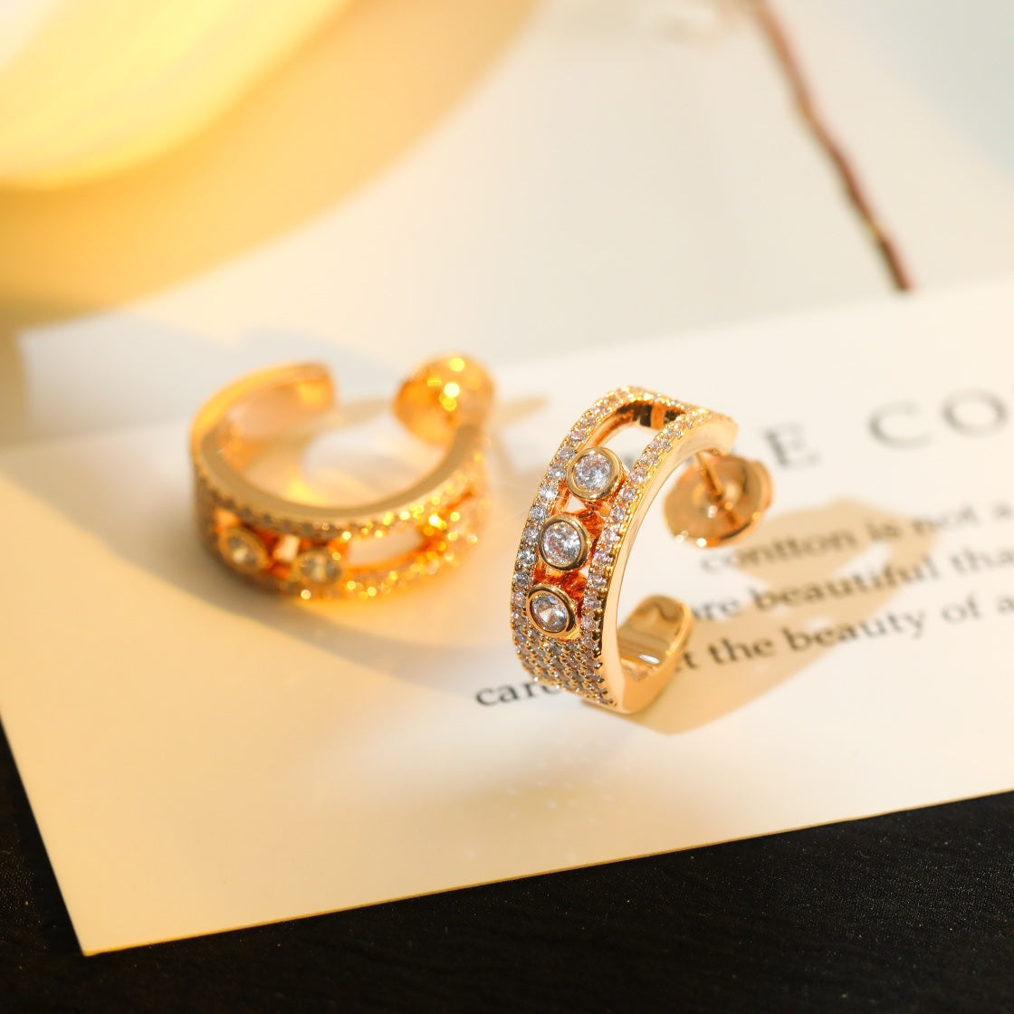 Messika Creoles Move Paved Pink Gold Cubic Zirconia Earrings