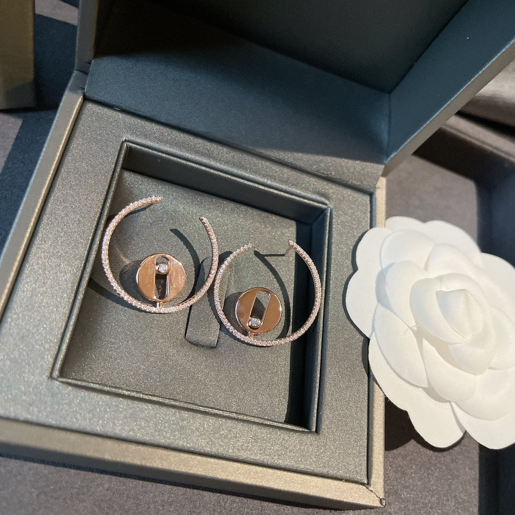 Messika Creoles Lucky Move PM Pink Gold Cubic Zirconia Earrings