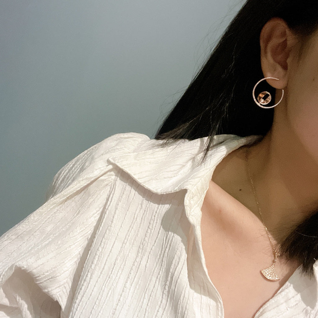 Messika Creoles Lucky Move PM Pink Gold Cubic Zirconia Earrings