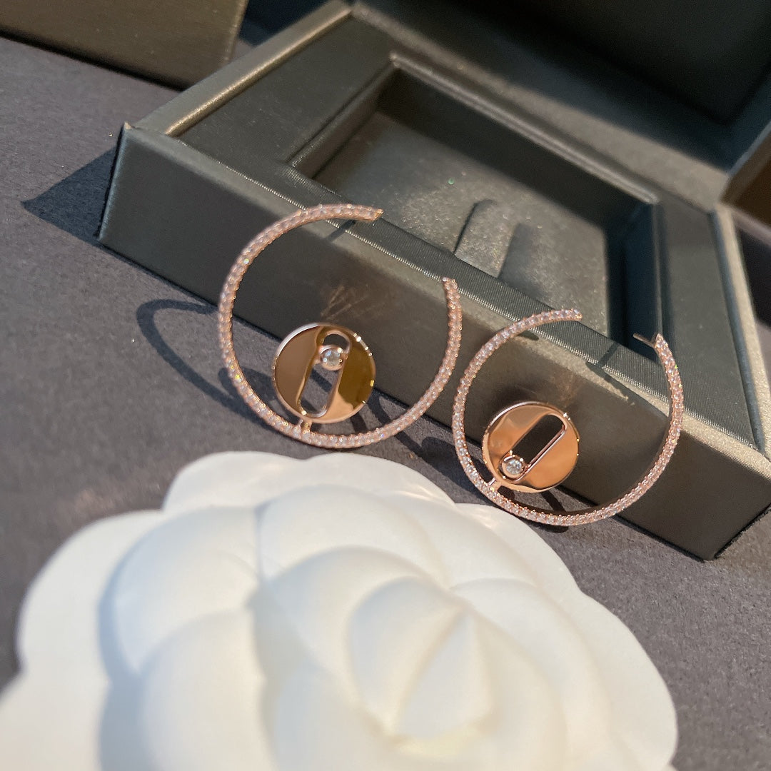 Messika Creoles Lucky Move PM Pink Gold Cubic Zirconia Earrings