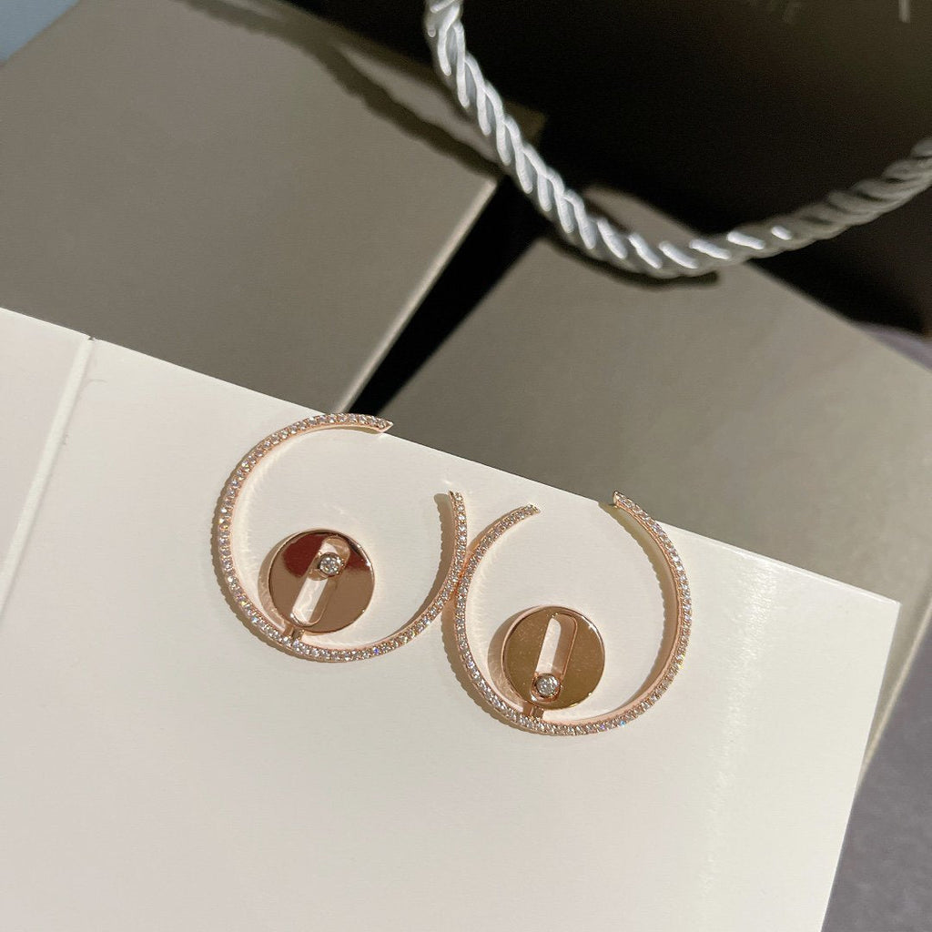 Messika Creoles Lucky Move PM Pink Gold Cubic Zirconia Earrings