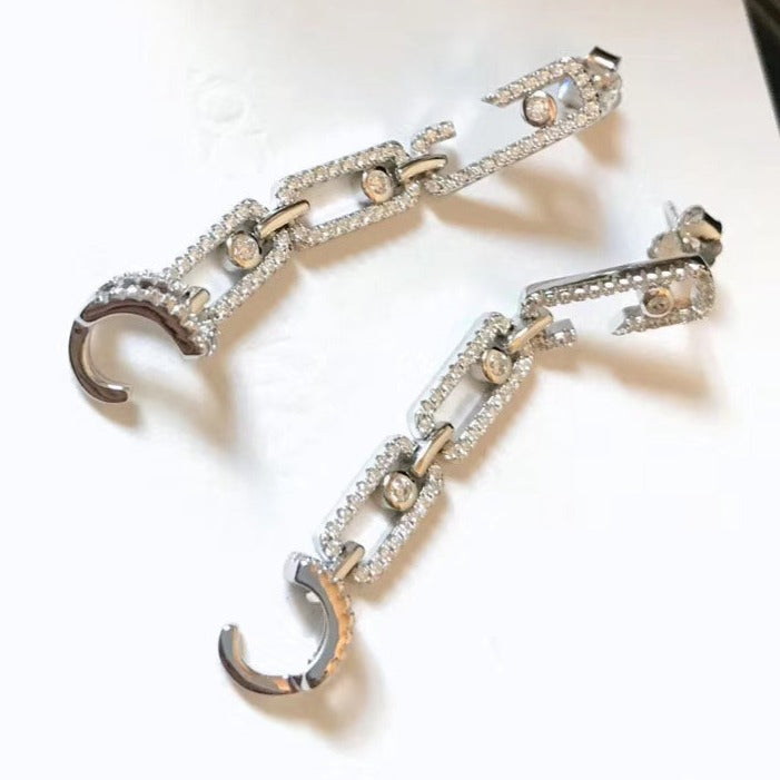 Messika Puces Paved Lucky Move Silver Cubic Zirconia Earrings