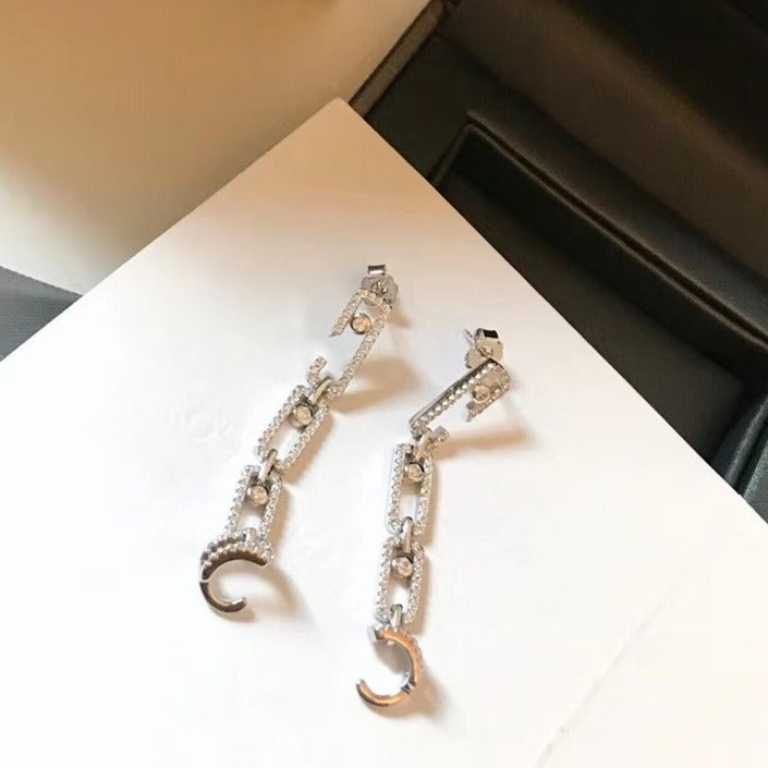 Messika Puces Paved Lucky Move Silver Cubic Zirconia Earrings