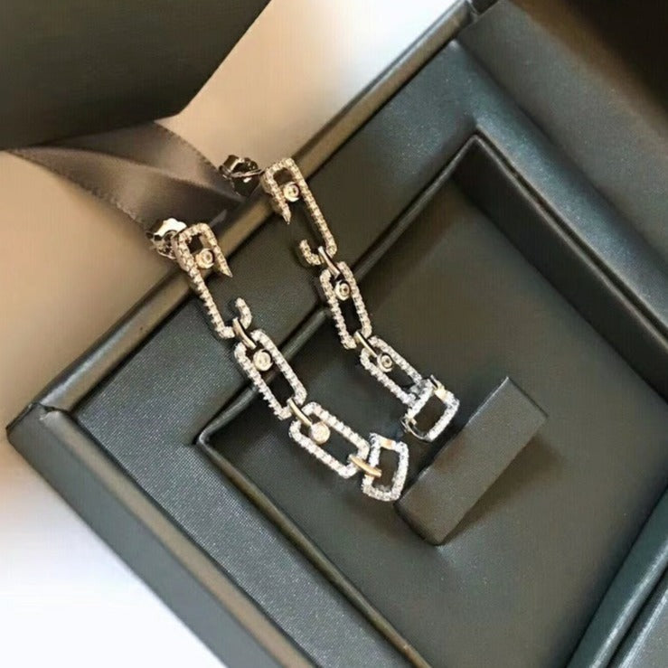 Messika Puces Paved Lucky Move Silver Cubic Zirconia Earrings